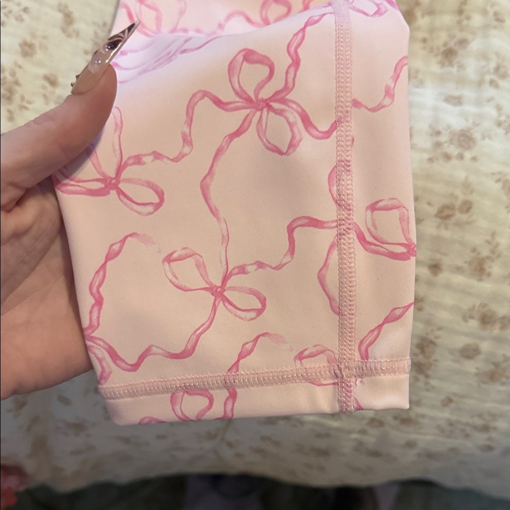 LoveShackFancy Pink Bow Leggings - Picture 4 of 4